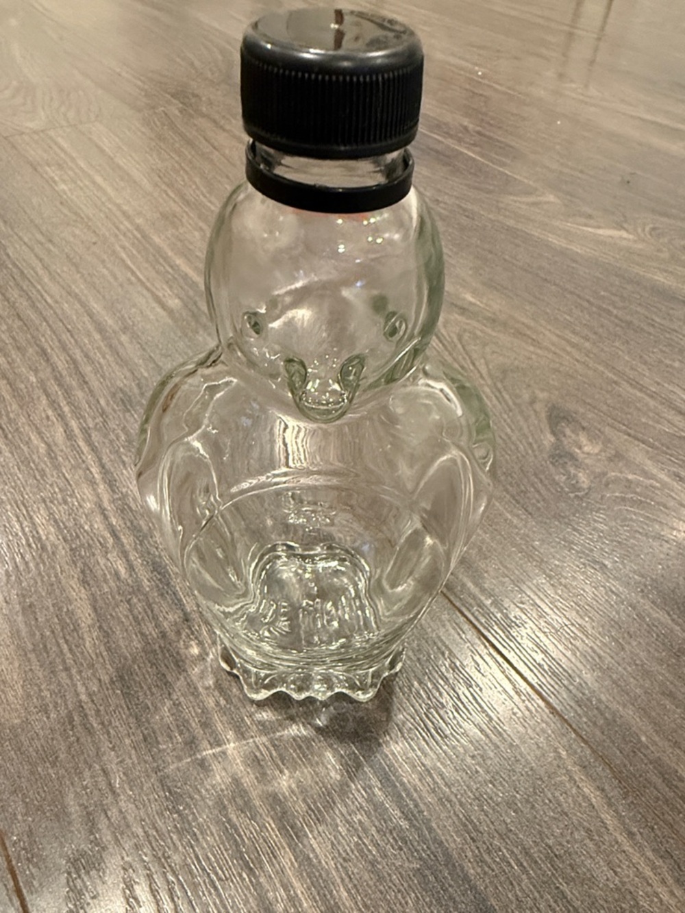 Clear Glass Bear/penguin Shaped Bottle with Black Cap - Home Dining lot of 2